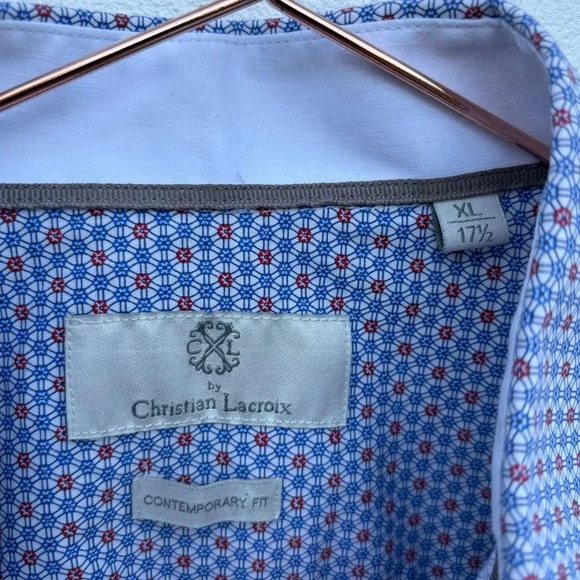 Christian Lacroix Mens Contemporary Fit Button Up Long Sleeve Shirt Blue Size XL - Picture 7 of 11